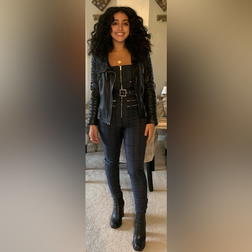 WeWoreWhat Moto Plaid Overall - Picture 4 of 5